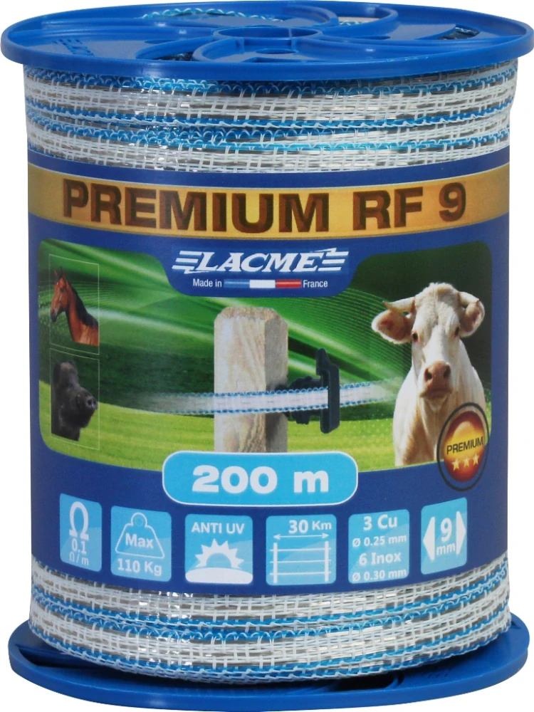 Polyetylenová páska pro elektrické ohradníky PREMIUM RF 9, 9 mm