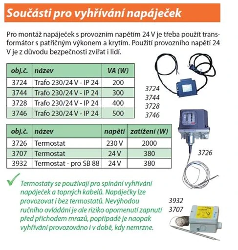 Trafo 230/24 V k vyhřívaným napáječkám - 200 W