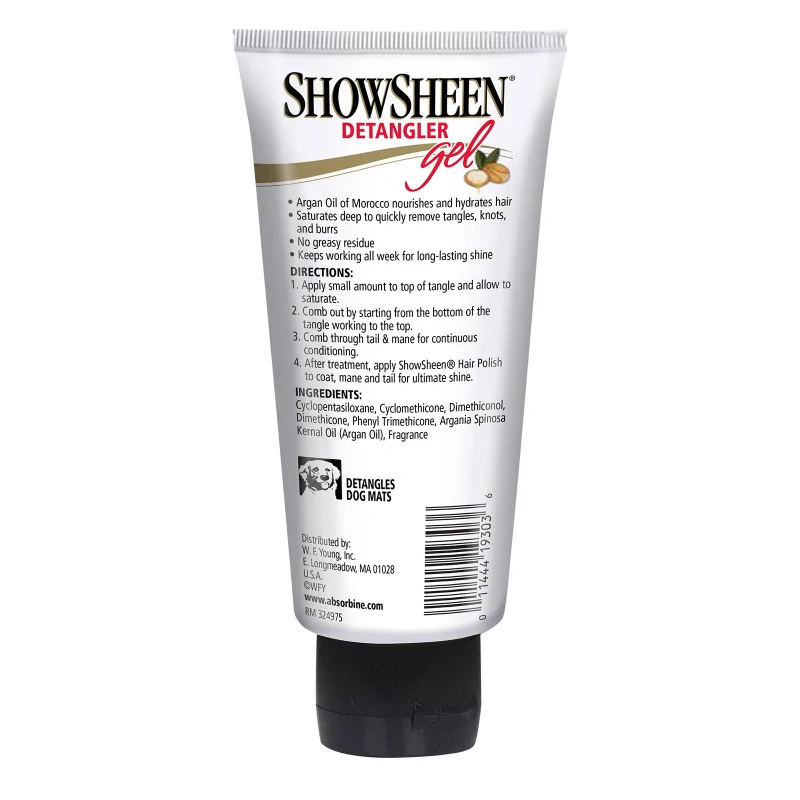 Gelový Rozčesávač pro velmi zacuchanou hřívu či ocas Absorbine ShowSheen (Lahev, 118 ml)