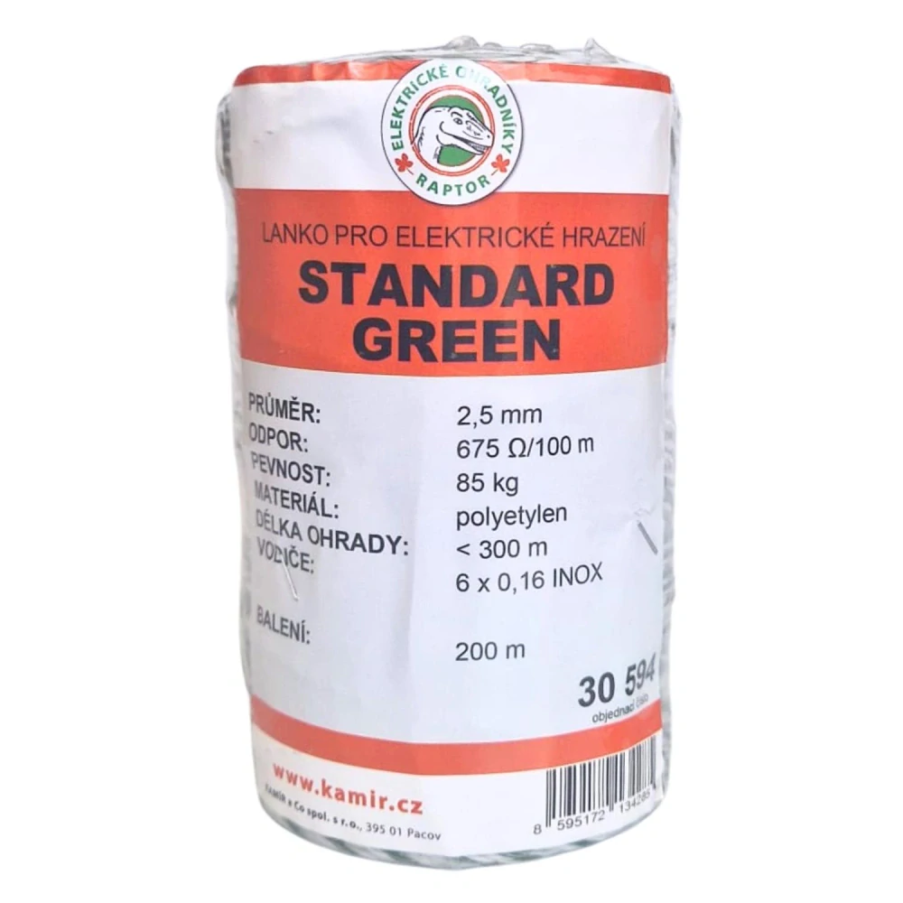 Polyetylenové lanko pro elektrické ohradníky STANDARD GREEN 2,5 mm