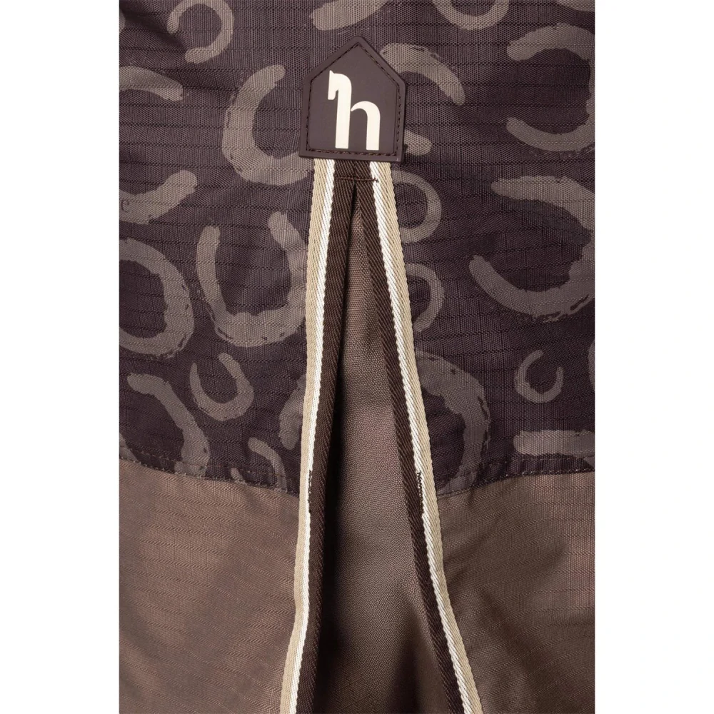 Nepromokavá deka Horze Glasgow AW 25/26, 0 gr, hnědá s podkovami