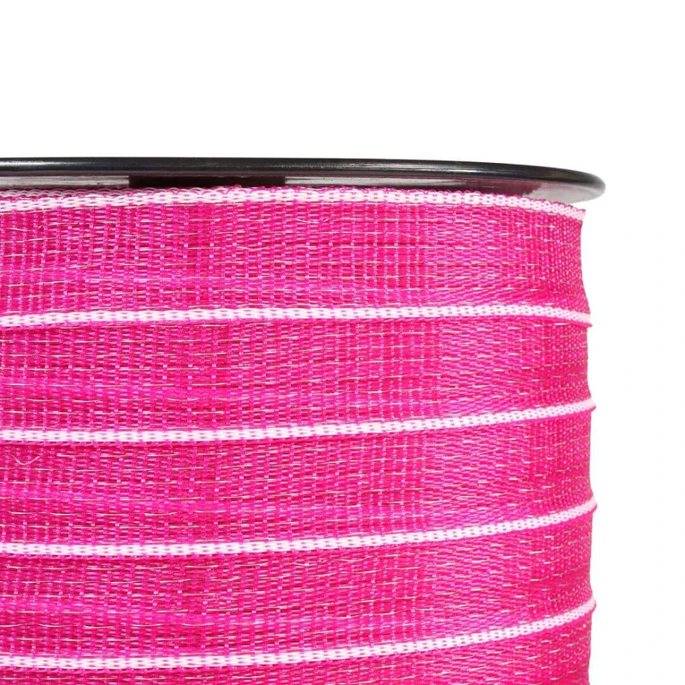 Páska pro elektrický ohradník, šířka 30 mm, růžovo-bílá, délka 200 m, odpor 0,12