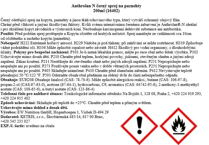 Anthrolan N černý sprej na paznehty 200 ml