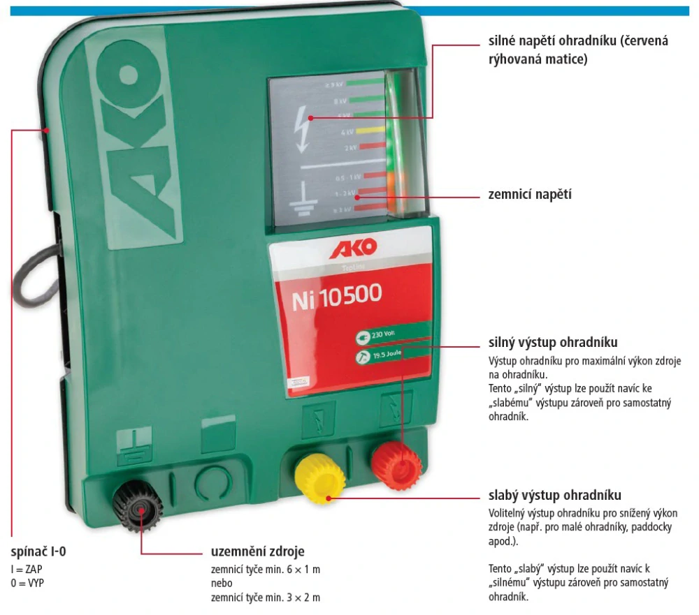 Zdroj pro elektrický ohradník AKO Ni 10500, síťový, 10,5 J