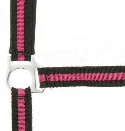 Nylonová ohlávka Norton, s neoprenem, černo-růžová