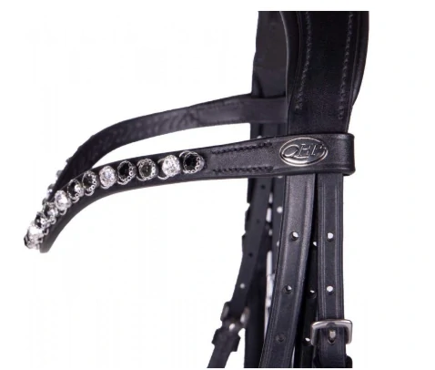 Kožená uzdečka QHP Indra, černá - vel. Full