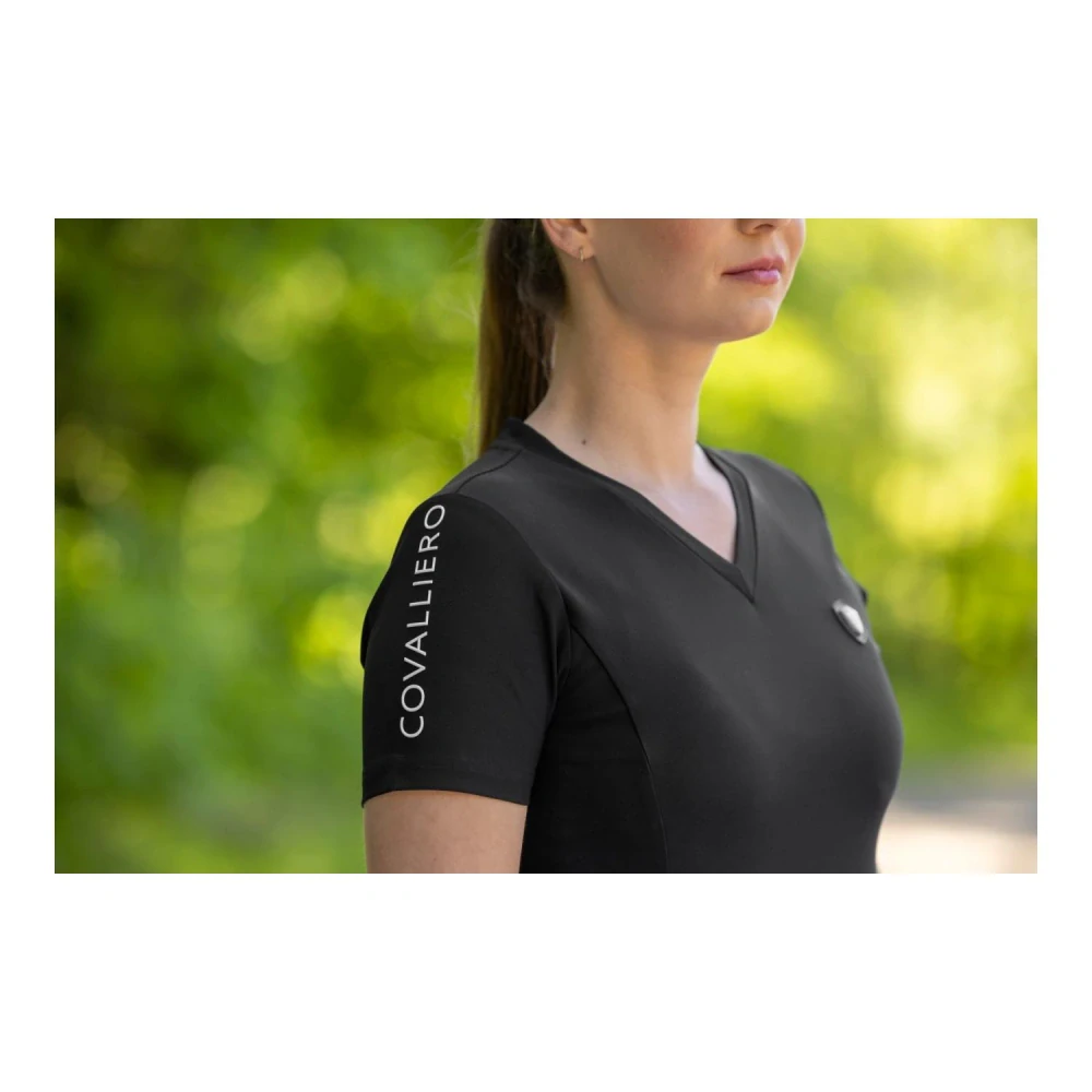 Dámské triko Covalliero V-Shape S/S 2025, černé