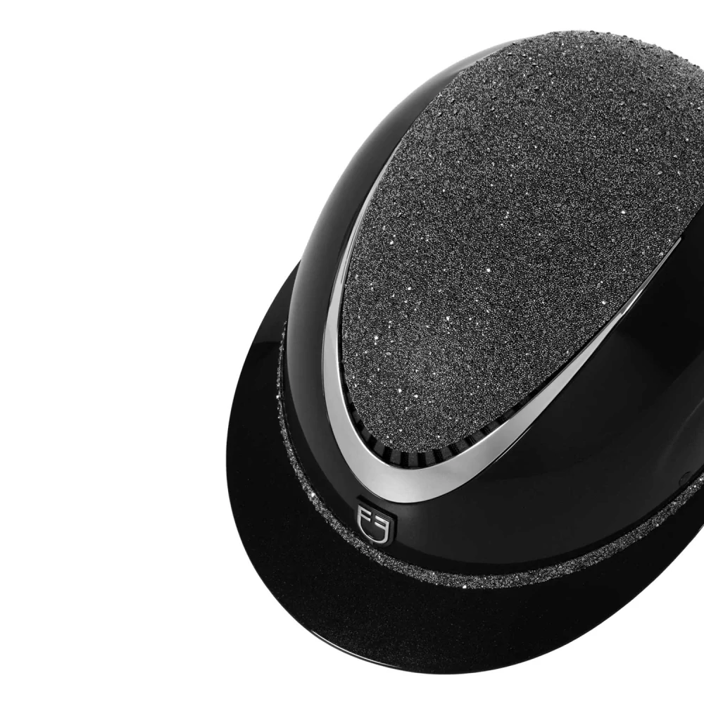 Helma jezdecká Luxury Equestro, černá/stříbrná