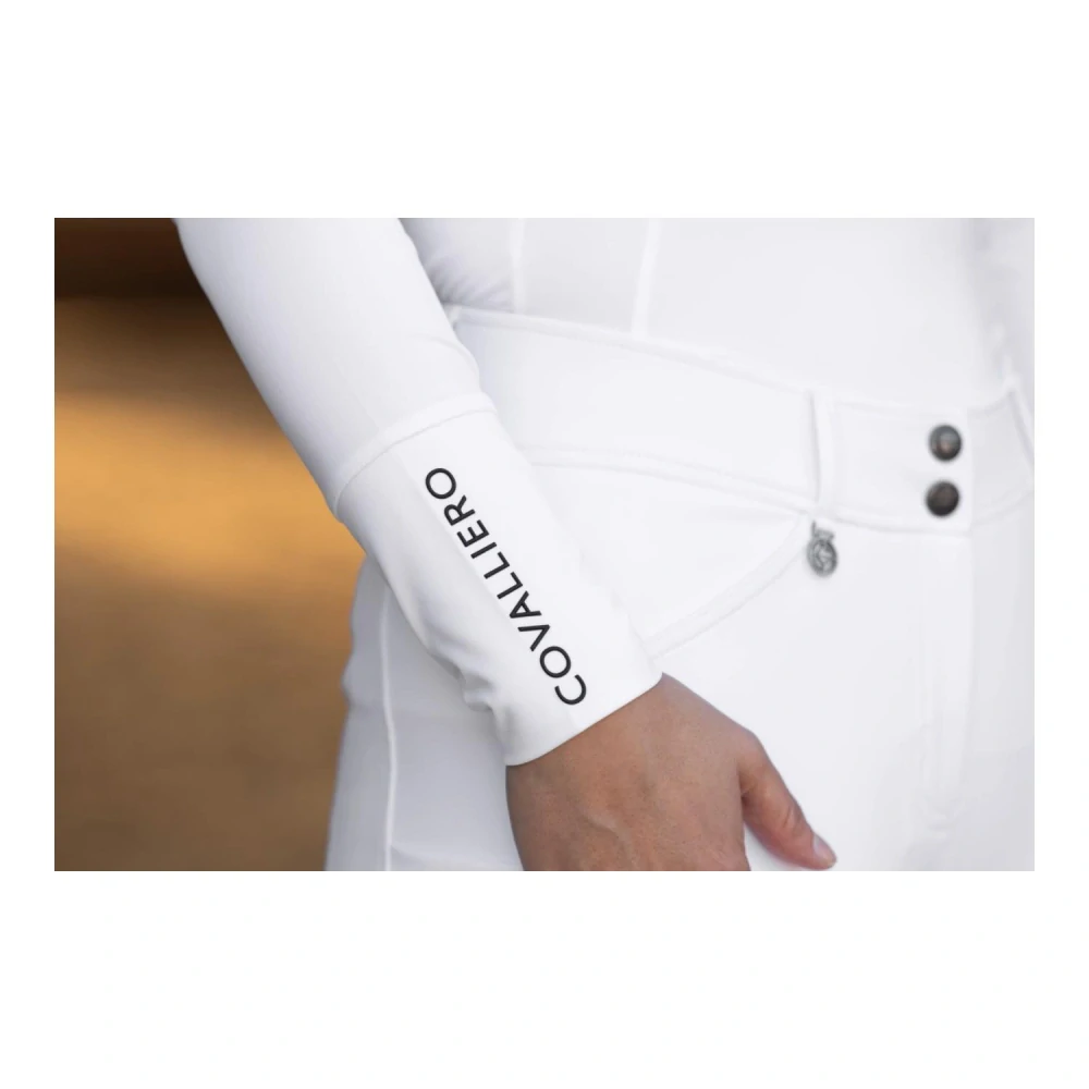 Dámské závodní triko s dlouhým rukávem Covalliero S/S 2025, bílé