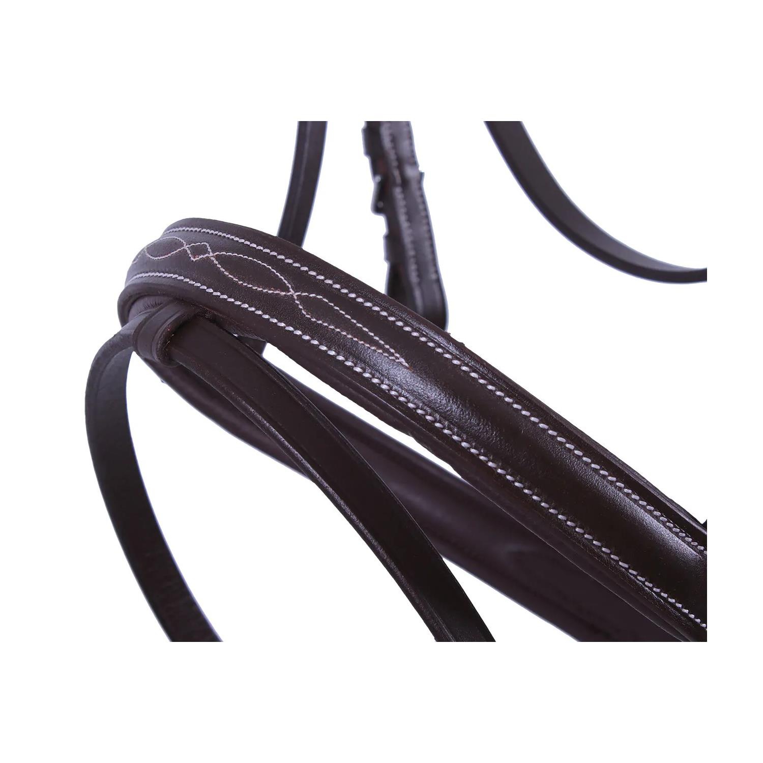 Kožená uzdečka QHP s prošíváním, hnědá