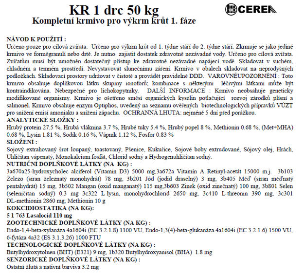 Cerea KRŮTA drcené (1. - 2. týden) 25 kg - KR1