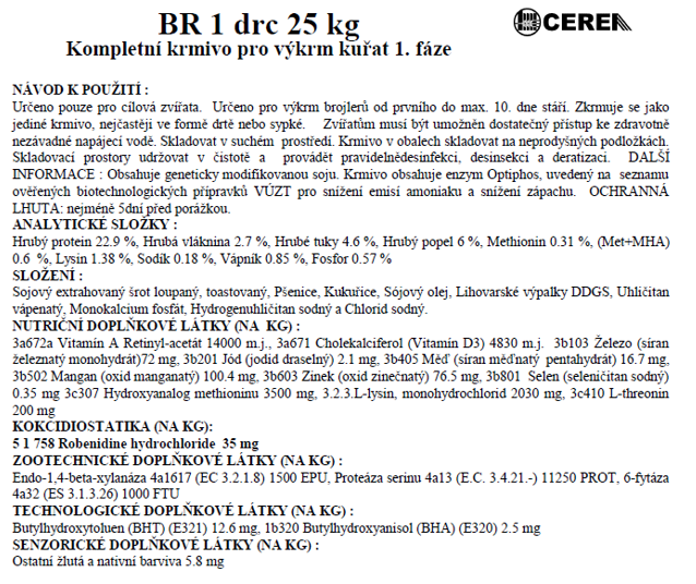 Cerea BROJLEROVÉ KUŘE (0 - 2. týden) 25 kg - BR1