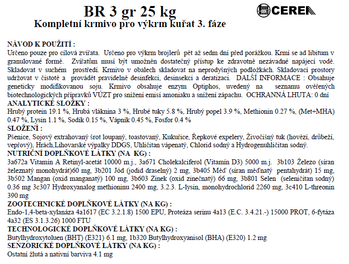 Cerea BROJLEROVÉ KUŘE (4. týden - do porážky) 25kg - BR3