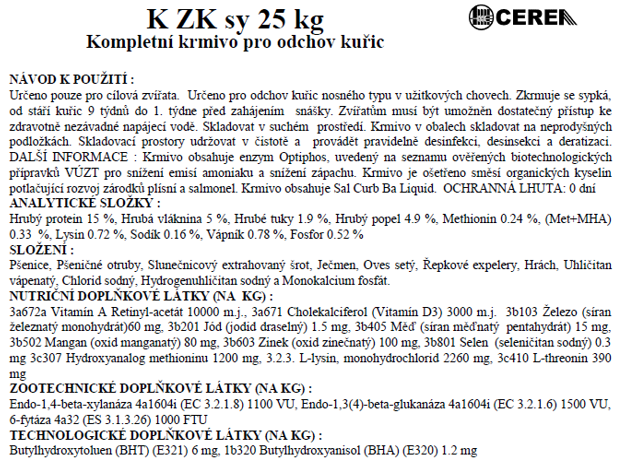 Cerea NOSNÁ KUŘICE (9. – do začátku snášky) 25kg - KZK