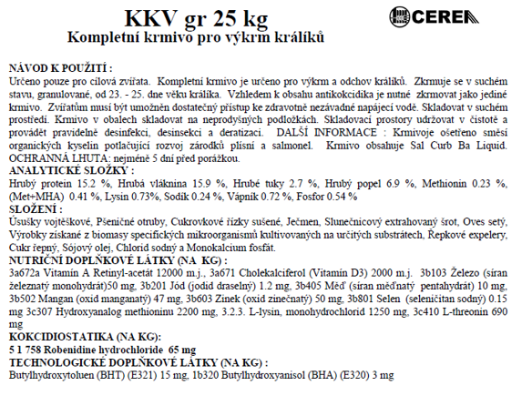 Cerea granule králík s AK - 25 kg - KKV