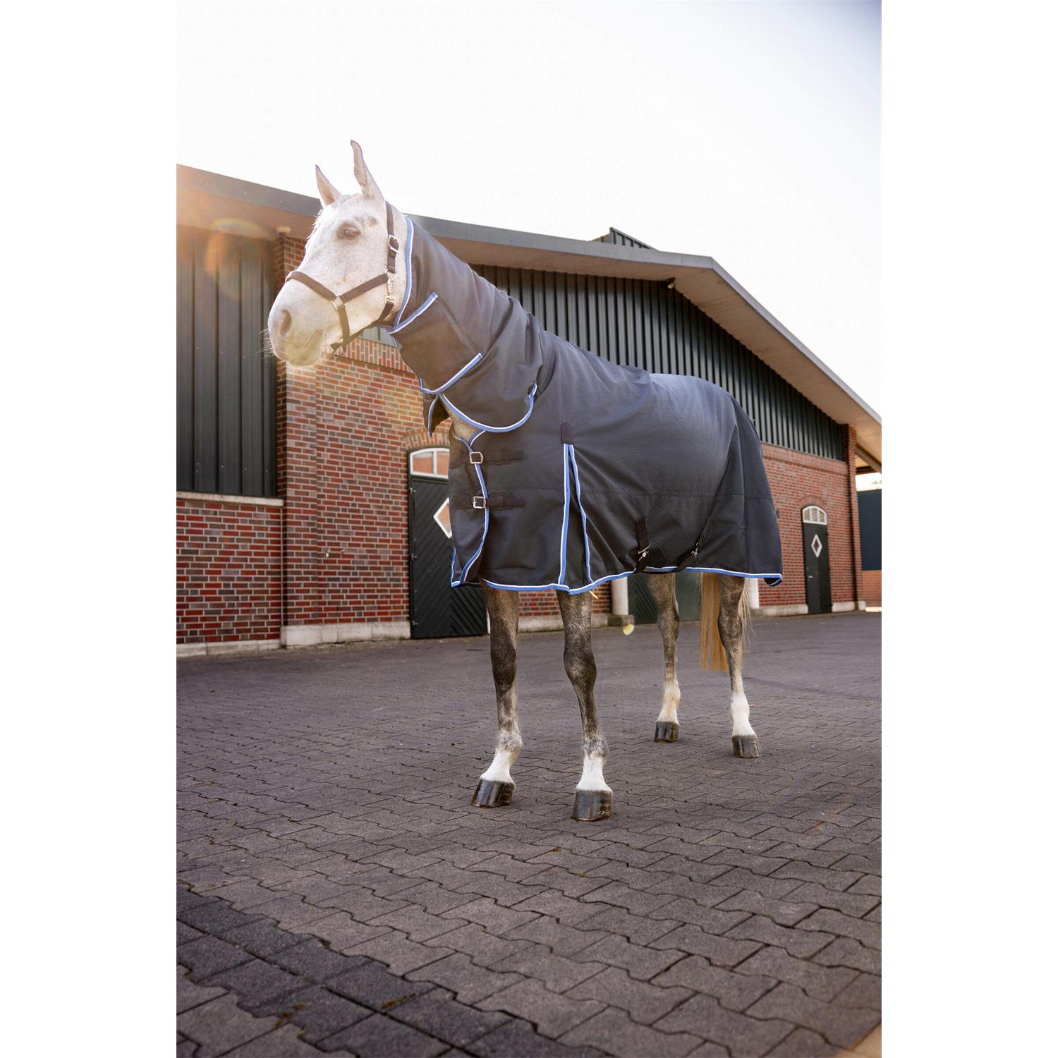 Nepromokavá deka Horze Glasgow s krkem, 400g, modrá