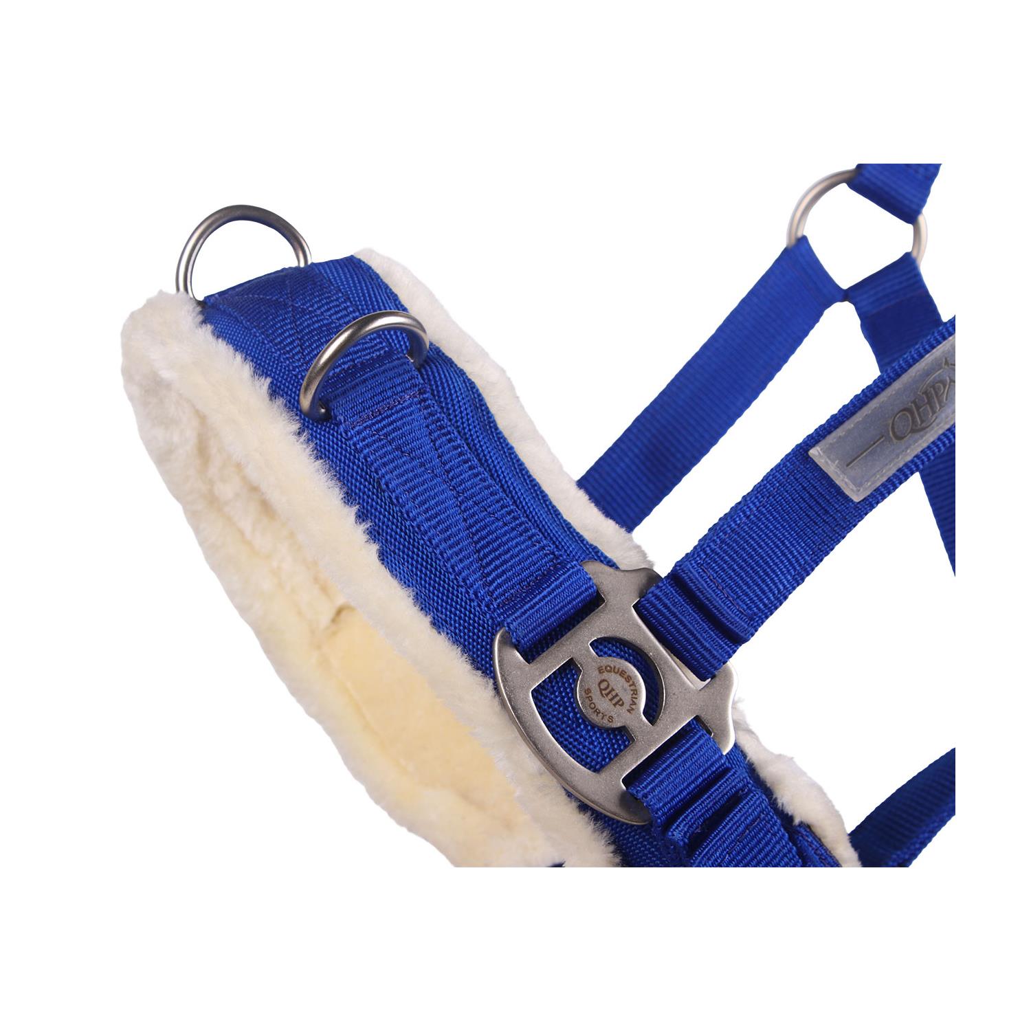 Lonžovací ohlávka s beránkem QHP, modrá