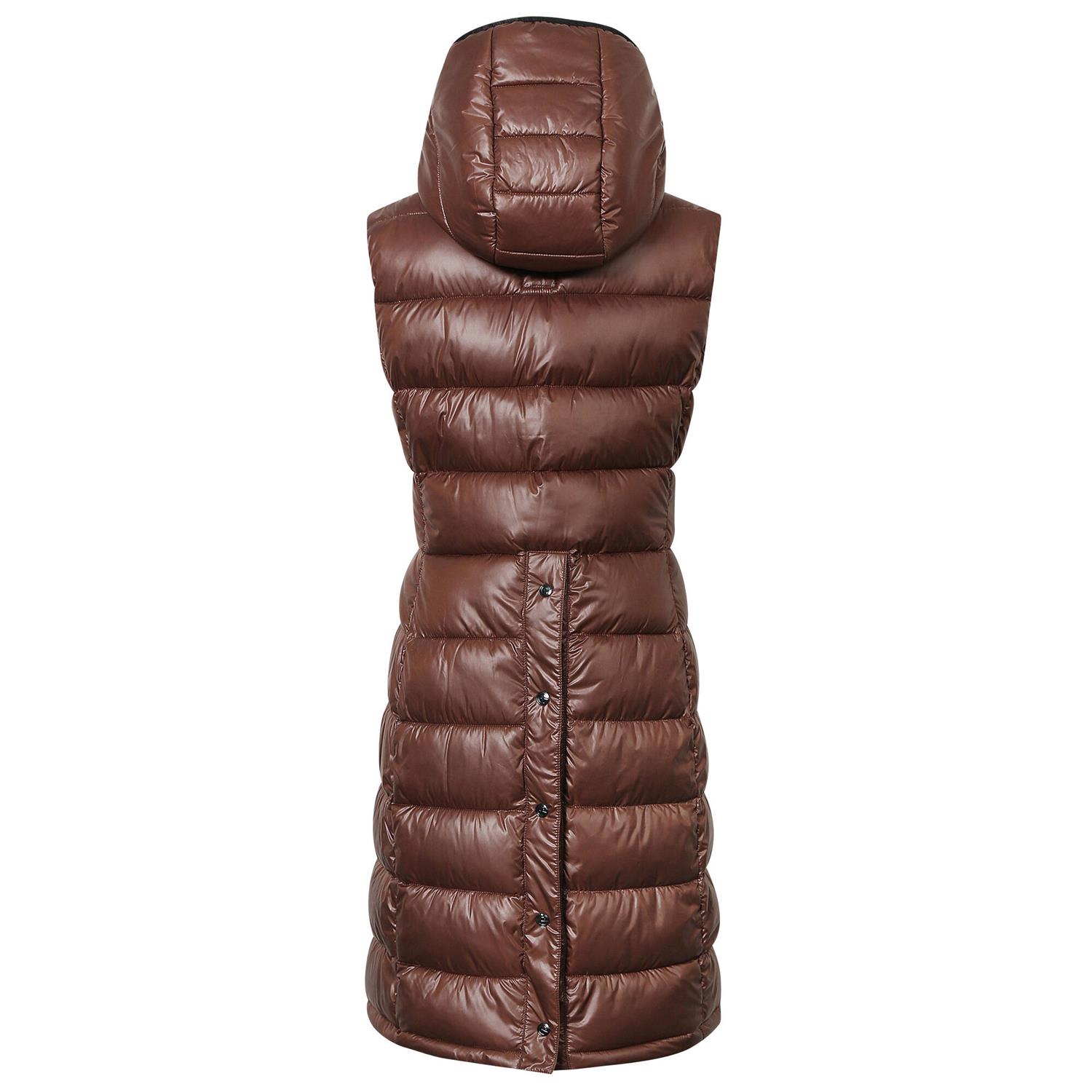 Dámská zimní vesta Covalliero 2023, dlouhá, hnědá