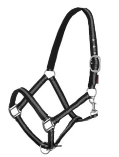 Ohlávka pro koně Mustang, stavitelná, černo/šedá