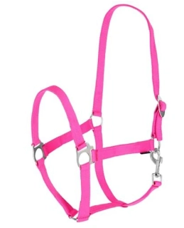 Nylonová ohlávka Covalliero Hippo-růžová