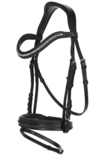 Kožená uzdečka Covalliero Clincher, černá