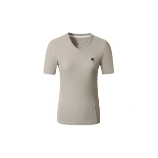 Dámské triko Covalliero V-Shape S/S 2025, krémové