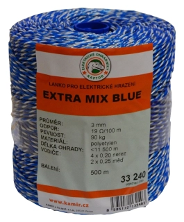 Polyetylenové lanko pro elektrické ohradníky EXTRA MIX BLUE 3 mm