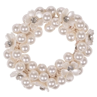 Gumička do vlasů QHP Flower, krémová