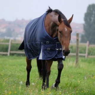 Nepromokavá deka Equitheme Tyrex 220g, modrá, 1680 D (s krkem)