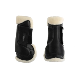 Kamaše přední Eco-leather Eco-wool ACAVALLO, s beránkem, pár, černé, full