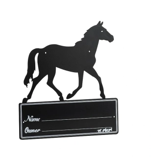 Cedulka stájová Ekkia, tvar koně, černá, 25x21 cm