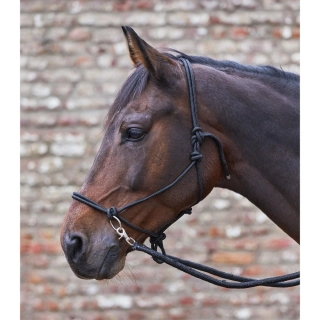 Provazová ohlávka s otěžemi Waldhausen, černá