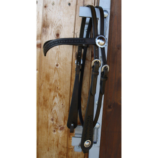 Westernová kožená uzdečka, čelenka do V, tmavá