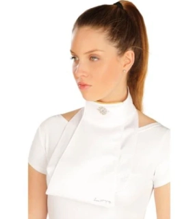 Plastron Litex, řasený, bílý s aplikací