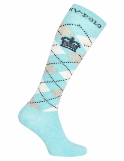 Jezdecké podkolenky HV Polo Argyle, tyrkysové - vel. 39/42