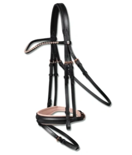 Kožená uzdečka ELT Rosé, černo-růžová