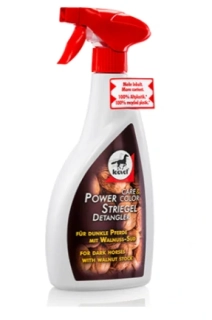 Lesk na srst s lískovým ořechem pro tmavé koně Leovet Powerstriegel (Láhev s rozprašovačem 500ml)