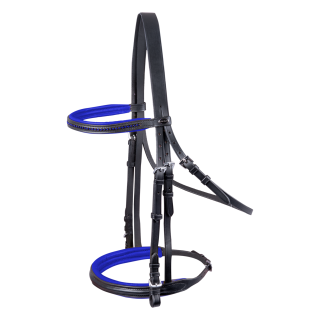 Kožená uzdečka ELT Diamond, černo-modrá