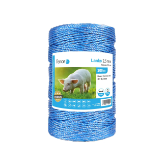 Lanko pro elektrický ohradník, průměr 2,5 mm, modré, délka 200 m, odpor 7,7 Ω/m
