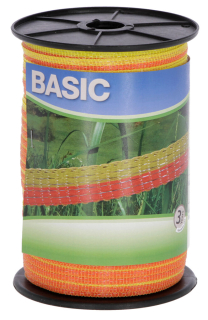 Ohradníková páska BASIC 10mm 250m žlutá/oranžová, odpor 11,0 Ω/m