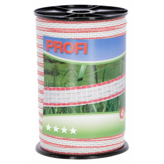 Ohradníková páska PROFI 12mm 200m bílá/červená, odpor 0,47 Ω/m