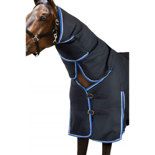 Nepromokavá deka Horze Glasgow s krkem, 400g, modrá