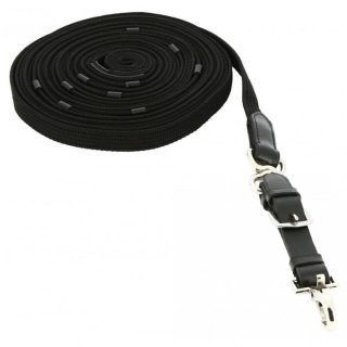 Nylonová lonž s kůží Norton, 10 m - černá