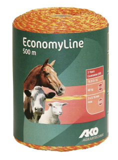 Lanko pro elektrický ohradník EconomyLine, 3 mm, 500m žlutá/oranžová, odpor 13,78 Ω/m