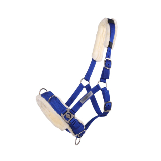 Lonžovací ohlávka s beránkem QHP, modrá