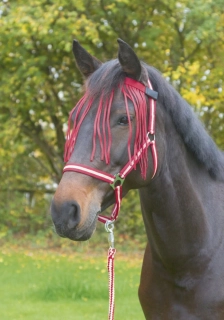 Čelenka s třásněmi proti hmyzu nylonová červená