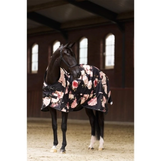 Nepromokavá deka s fleecem IRH AW 2025/26 Super-Dry, černá s kytkami