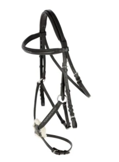 Kožená uzdečka s mexickým nánosníkem Covalliero Cancun, černá