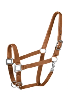 Nylonová ohlávka Waldhausen Satin, 2 x podložená, 2x stavitelná, hnědá